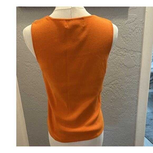 Joseph A Knit Top Tank Orange Tight Women Y2K SZ LG Office Wear Preppy Casual - Picture 4 of 6
